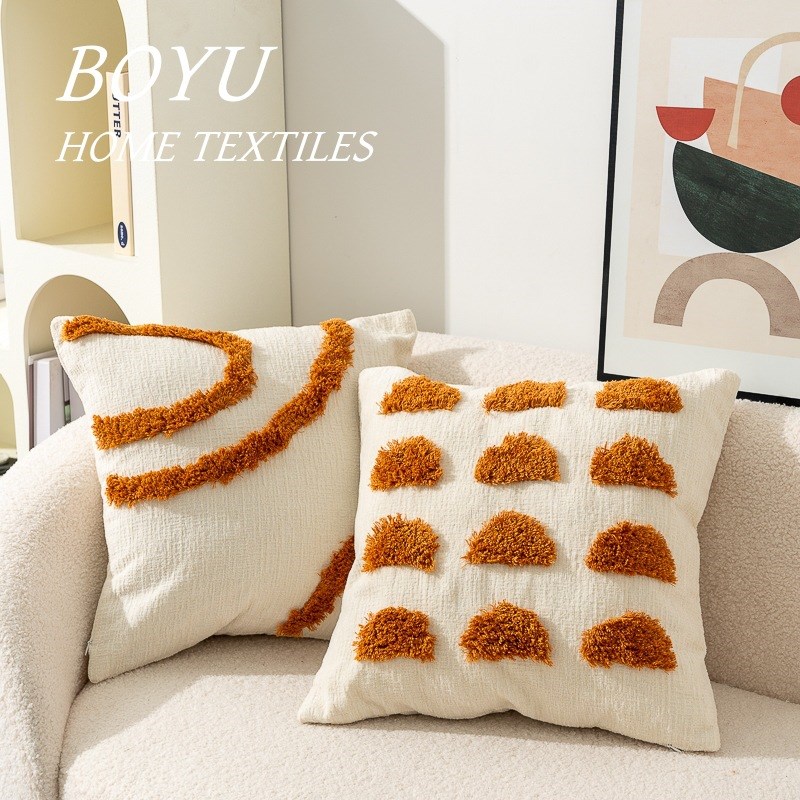 新品雪尼尔簇绒刺绣抱枕套 摩洛哥风沙发靠枕民宿样板间装饰靠垫