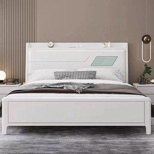 实木床1.2米小床1.35米单人床1.5米双人1.8米充电气压储物高箱床