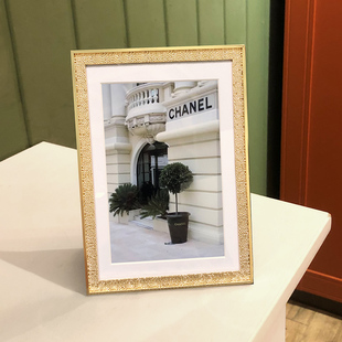 摆台轻奢创意结婚照挂墙 金色678寸金h属玻璃相框精致简约北欧美式