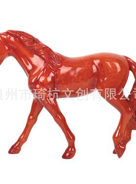 仿木雕摆件马动物生肖中式家居客书桌厅办公工艺树脂礼品装饰摆件