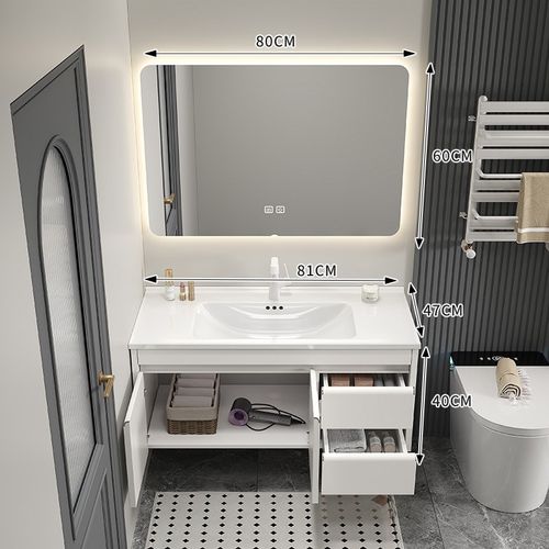 不锈钢浴室柜陶瓷一体洗手脸盆简约浴室柜组合卫生间洗漱台面现货