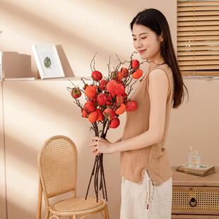 跨境仿真真柿子水风果INS仿花厂家MW10890家居装饰婚假花MW108庆9