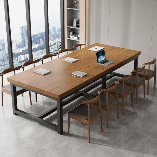实木会议桌长条桌长方形洽谈桌简约书桌现代咖啡餐桌大板桌办公桌
