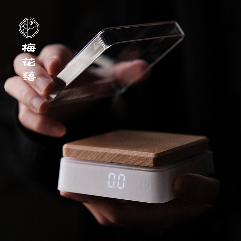 梅花落实木茶秤小型咖啡秤电子秤精准家用专用克秤量茶器便携定制