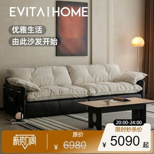 轻奢现代布艺沙发简约小户型家用客厅直排休闲沙发奶油风三人沙发