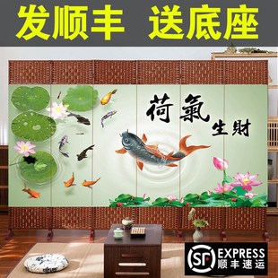 招财业办公室屏风隔断客厅摺叠现代遮挡平风玄关