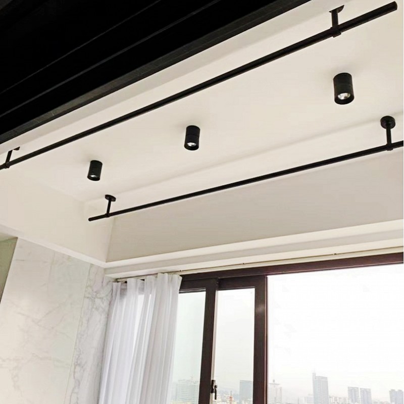 阳台晾衣单杆式 吊顶装晾衣架打孔杆 黑色单根不锈钢凉衣杆