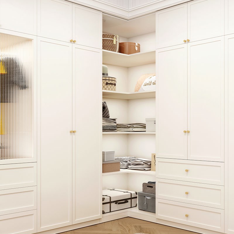 新款实木一门到顶卧室家用9直角转弯衣橱l型衣帽间成品定制