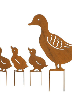 岛拉仿铁锈草地地插鸭子猫咪仙女花园庭院草坪动物园艺装饰品