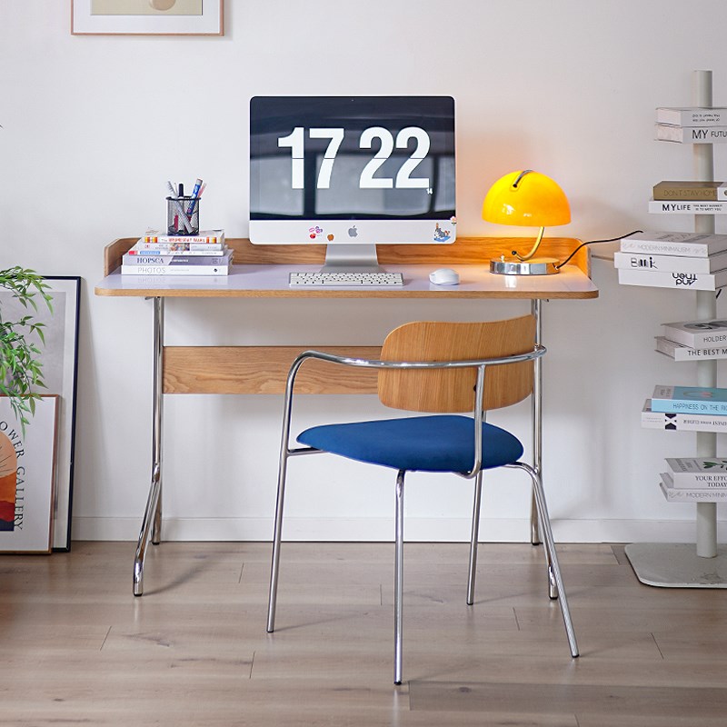 中古侘寂风实木书桌家用学生写字桌卧室小型复古写字台办公电脑桌