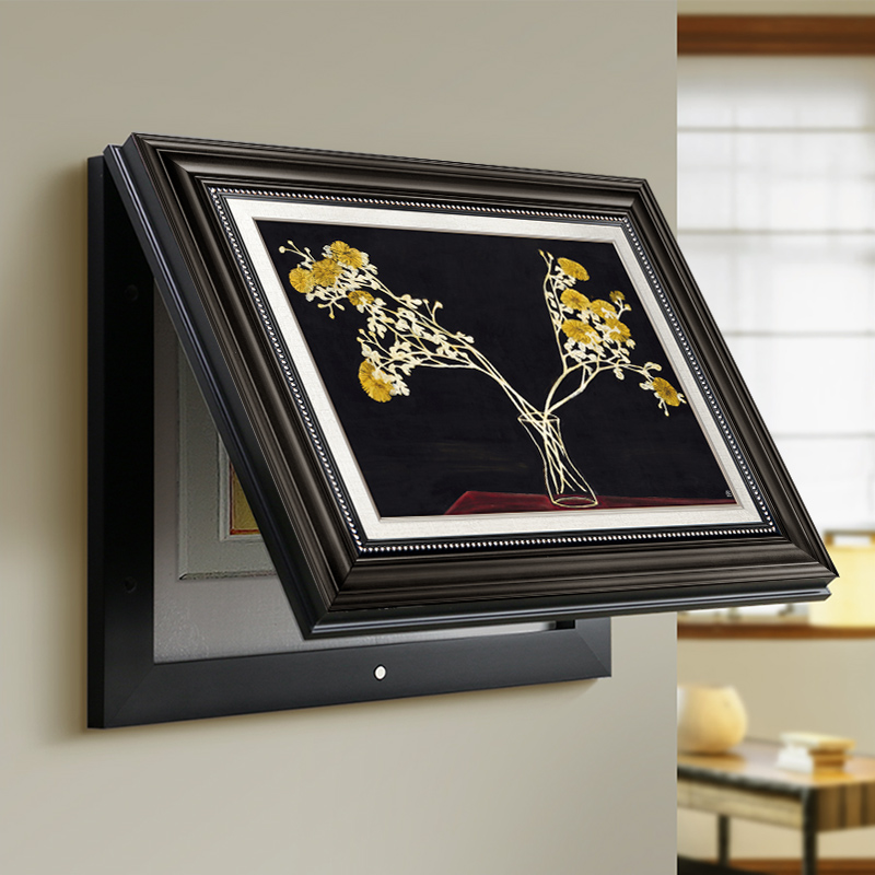 法式中古风电表箱装饰画遮挡常玉花卉挂画配电箱壁画翻盖推拉定制图片