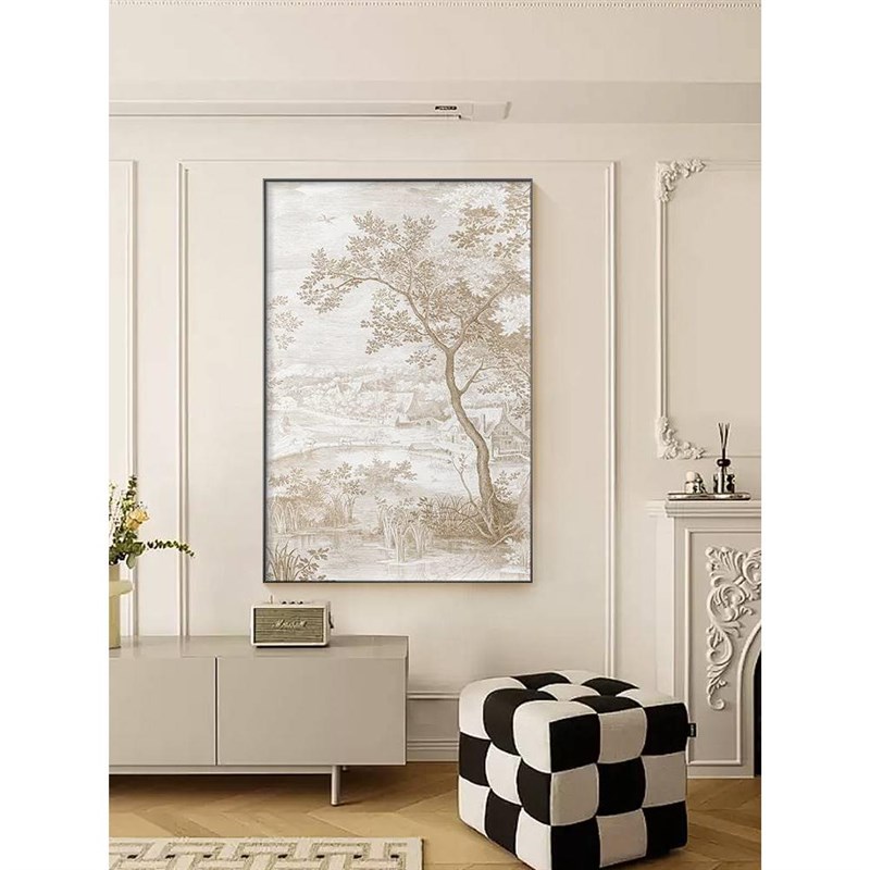 法式客厅装饰画高级感玄关中古风沙发背景墙挂画20新款奶油风