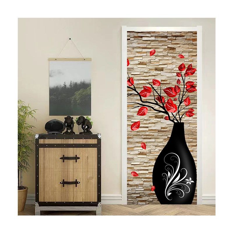 防盗门装饰立体门贴贴纸整张d贴画门画铁门仿真自粘假门上遮欧式