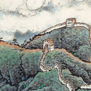 关山月 长城内外尽朝晖 写意山水画国画微喷复制办公室客厅装饰画