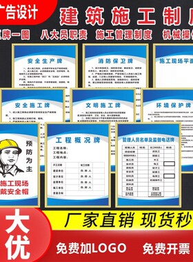 施工现场五牌一图项目管理制度建筑工地警示牌定制八大员岗位职责