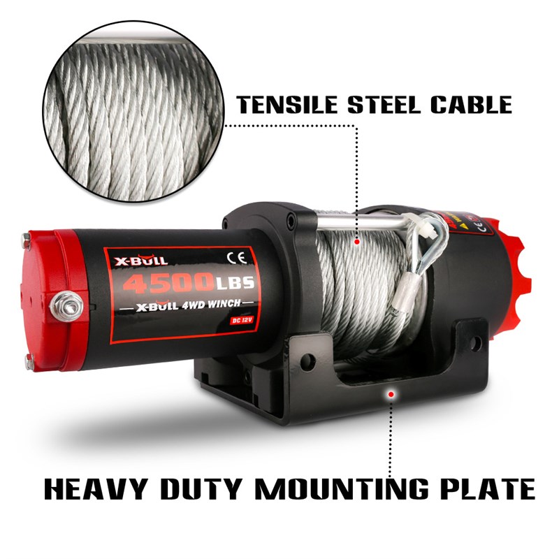 X-BVLL 直销4500H磅电动绞盘钢丝绳12v越野车载安全脱困自救改