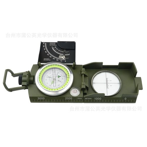 K4074美式夜视指南针户外旅行探险指北针刻度尺水平仪坡度计