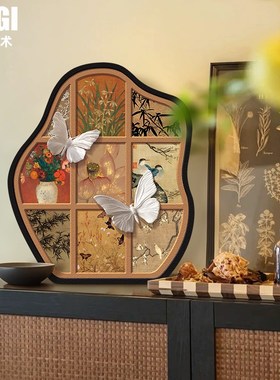 中古风客厅桌面蝴蝶摆件宋代美学茶台电视柜场景布置复古软装摆台