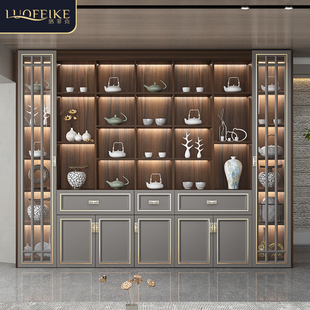 实木多宝阁博古架家用客厅古董陈列柜茶室茶叶茶具展示柜书架