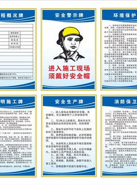 建筑工地五牌一图项目部管理制度牌施工警示牌八大员岗位职责