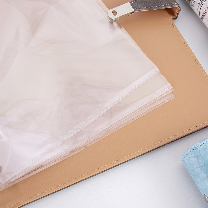 高档皮质B5活页文件夹插页夹透明磨砂资料册16K资料夹PU送货单收