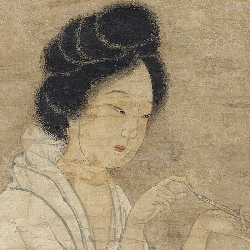 元人画仙女图传统工笔人物画临摹绢布画稿中式装饰画艺术微喷画心