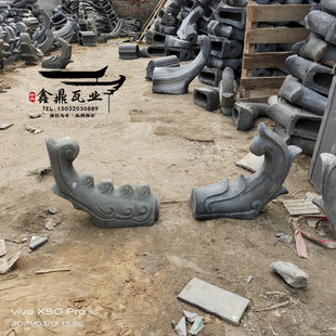 古建翘角仿古屋脊翘角青瓦飞檐翘角二龙戏珠正吻博古甘蔗脊宝鼎