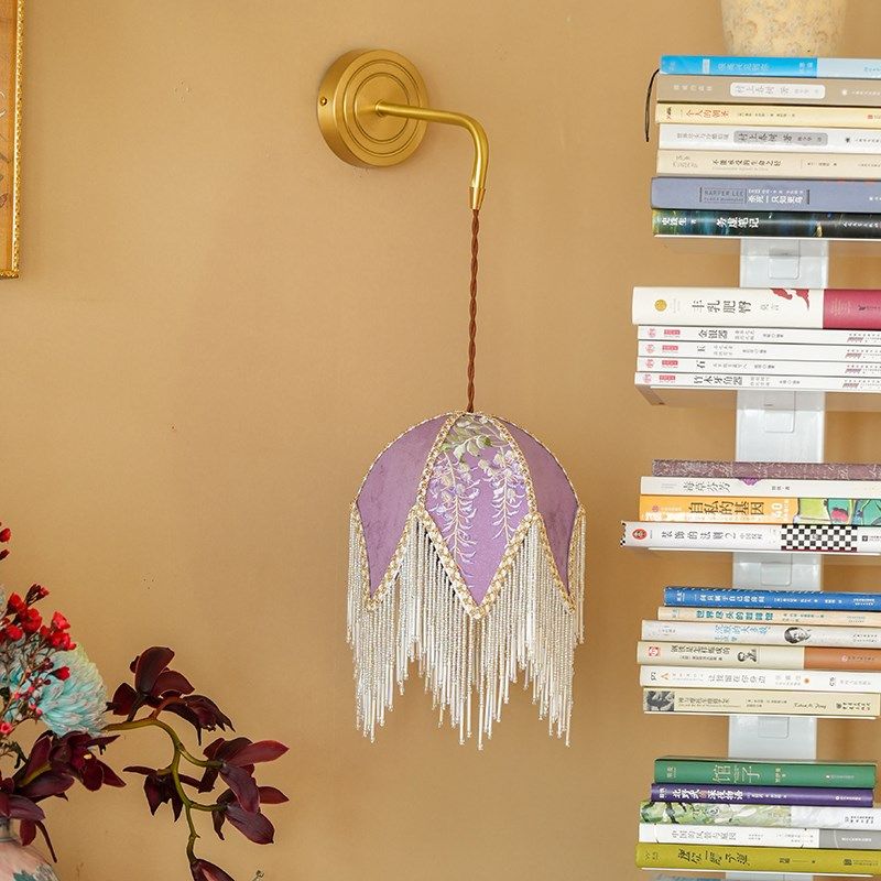 物几空间紫藤法式刺绣国风复古黄铜卧室客厅氛围布艺台灯壁灯,家装灯饰光源,装饰台灯,淘宝优惠券,粉丝福利购,淘宝优惠卷