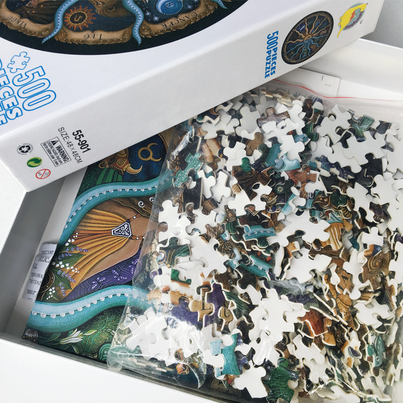 黄道十二宫500片拼图成年减压星座圆形异性超难高难度1000片玩具