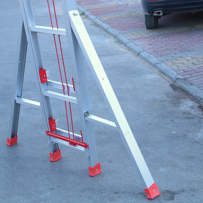 铝合金双面人字伸缩升降梯子/特厚安全工程双侧梯子/