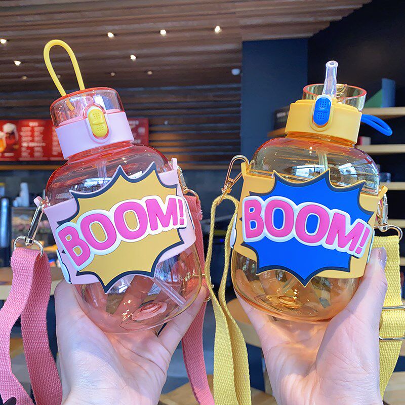 耐高温幼儿园儿童吸管水杯爱学生便携塑料水瓶宝宝上学杯子