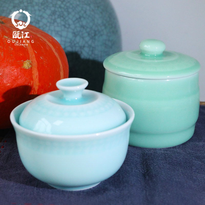 瓯江龙泉青瓷燕窝盅家用汤盅陶瓷炖盅蒸蛋盅甜点碗盅.寸月亮碟,厨房/烹饪用具,炖锅/炖煲/汤煲,淘宝优惠券,粉丝福利购,淘宝优惠卷