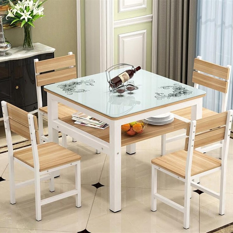 餐桌椅小户型四方桌正方形餐桌经济型层家用饭桌玻璃方桌子