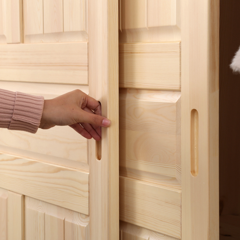 全实木衣柜松木现代推拉门柜子家用卧室全屋定制家具整体