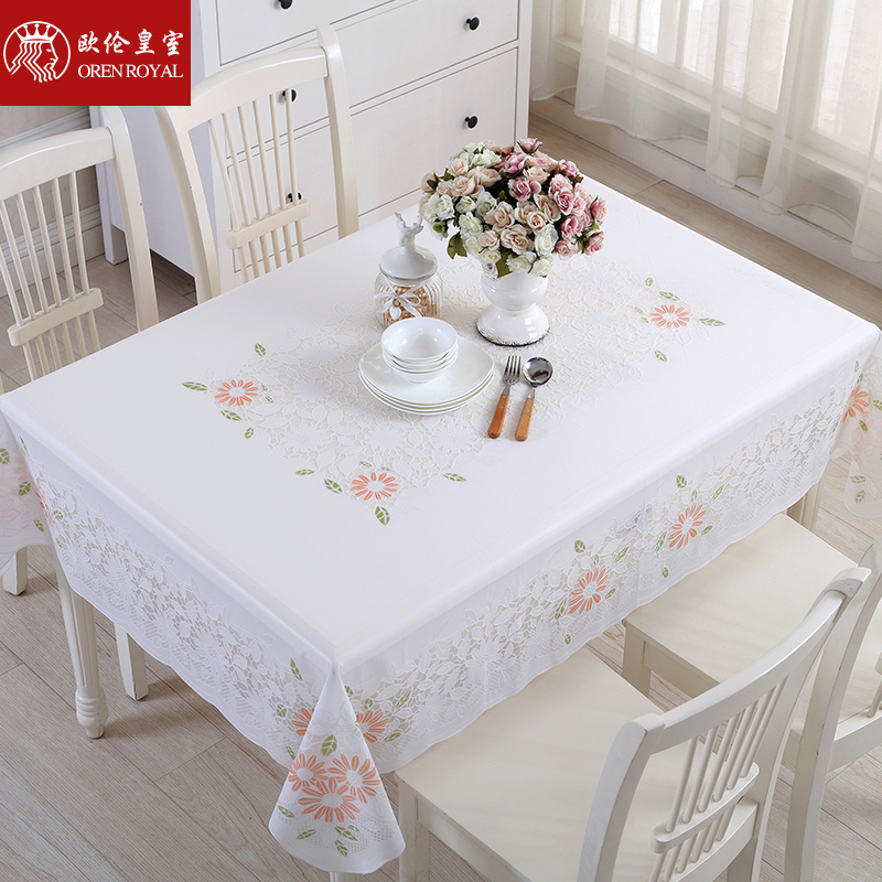pvc餐桌布茶几桌布防水防烫防油免洗欧式餐厅家用塑料台布长方形1