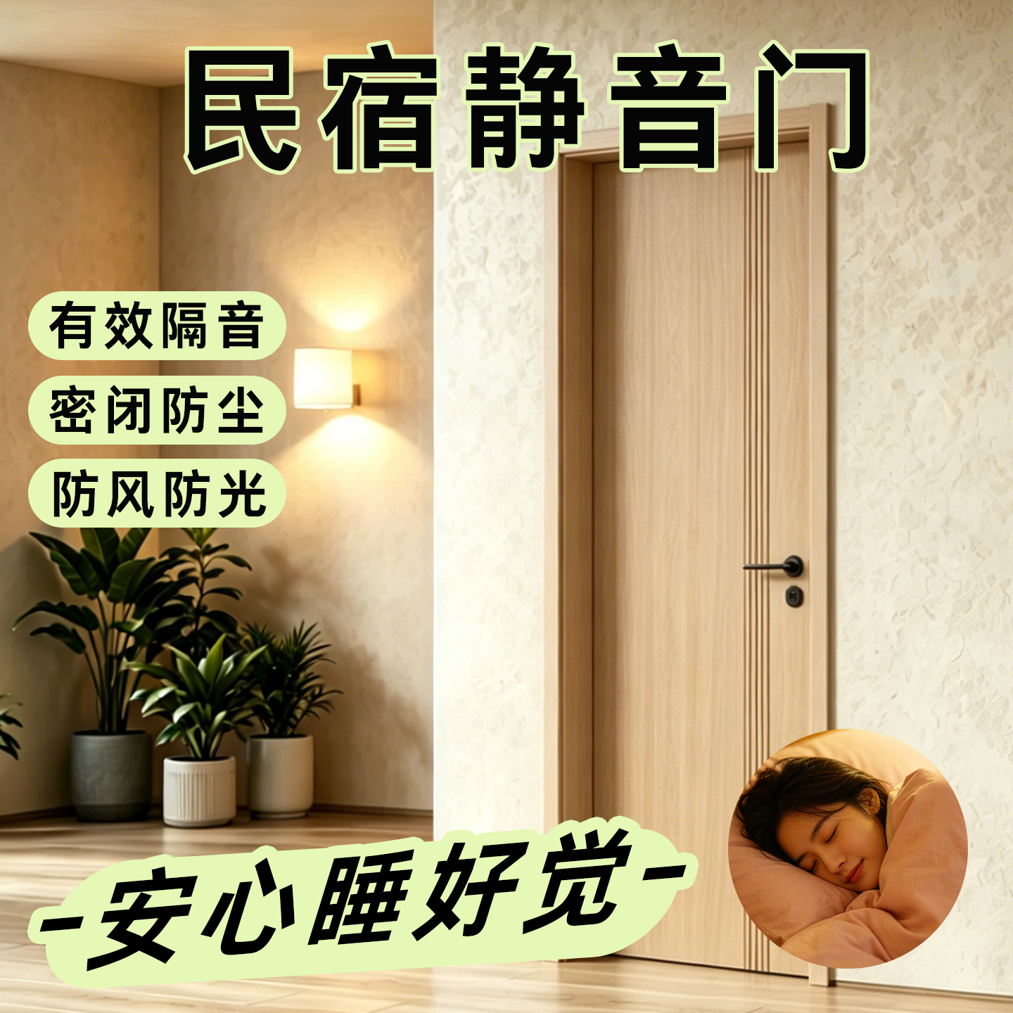 民宿专用酒店客房门静音木门双止口木门隔音门实木静音门可家装