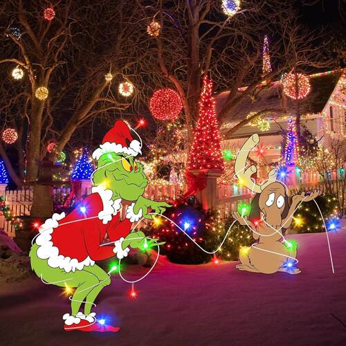 Outdoor Christmas Yard Decorations 格林奇圣诞装饰户外地插