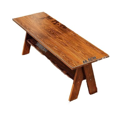 户外庭院桌椅室外露天花园别墅三件套组合碳化防腐实木长桌餐桌椅