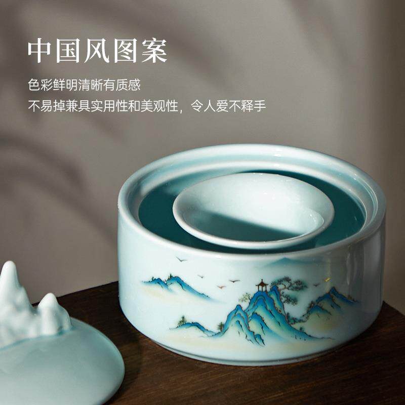 多功能不易干墨池青瓷火锅砚台墨池墨碗文房四宝书法用品墨盒
