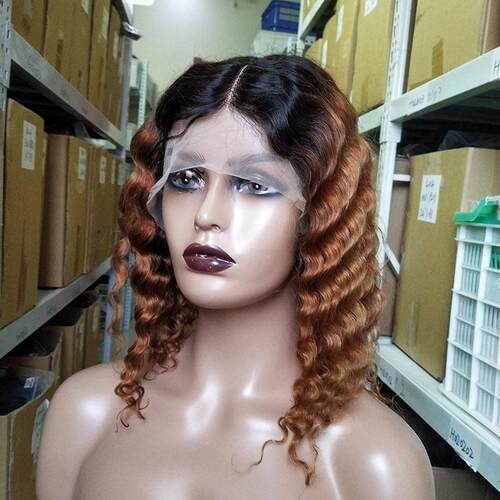1b/30前蕾丝真人发头套 Deep wave 13x4x1 T part lace bob wigs