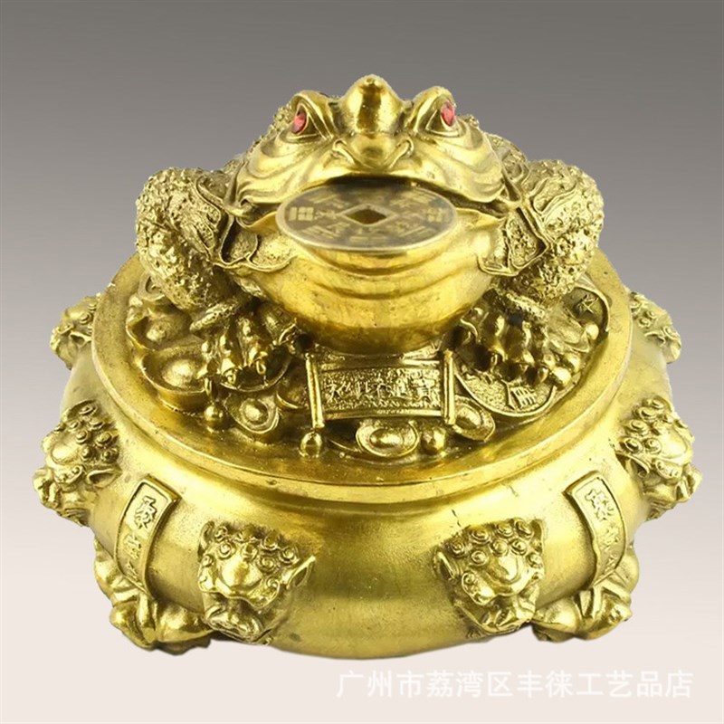 铜金蟾摆件 金蟾聚宝盆家居客厅  装饰蟾蜍工艺品