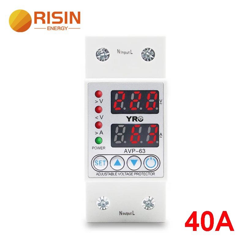 通用自恢复单极可调过欠压保护器带液晶电流40A 63A 80A 2p 220v