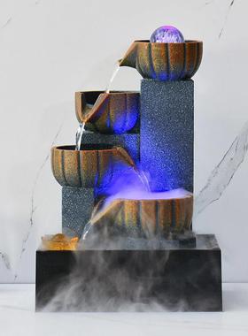 小型流水喷泉客厅招财风水轮桌面循环水装饰办公室生财风水球摆件