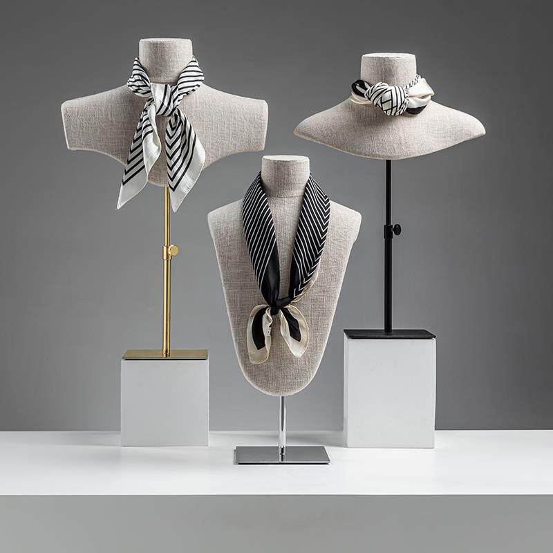 竹节麻围巾展示架帽子丝巾项炼珠宝首饰品陈列展示道具模特展示柜