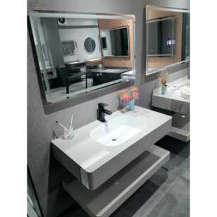 陶瓷一体化面盆浴室柜面盆圆角无缝全板岩浴室面盆台面柜组合