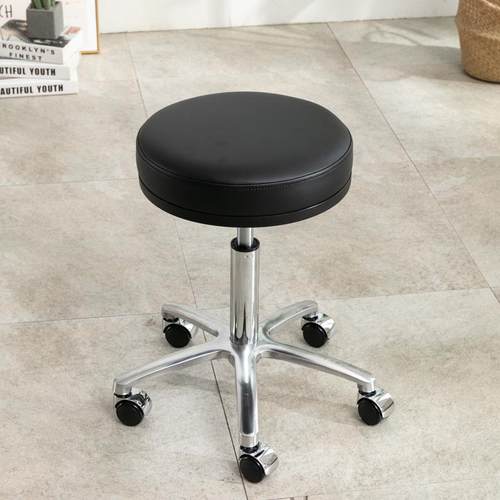 美容凳子滑轮包邮真皮美发店旋转椅子升降美容院专用大工牛皮圆凳