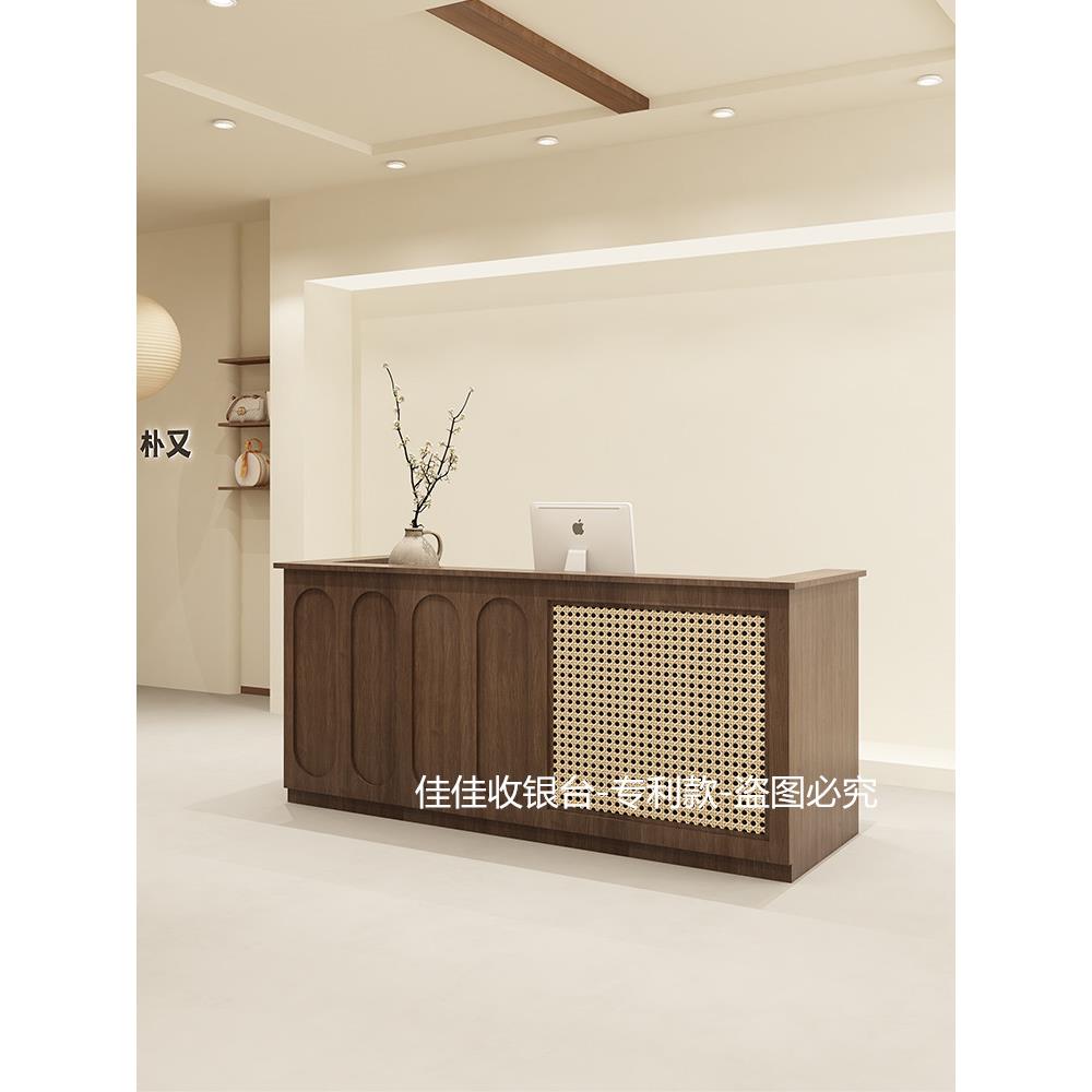 Wabi-Sabi风格服装店女装店实木吧台收银店小柜台美容院前台接待