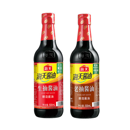 海天生抽老抽酱油500ml精制料酒家用蚝油红烧调味料黄豆酿造酱油