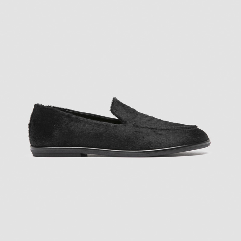 OFFICINE CREATIVE女士黑色马毛乐福鞋平底浅口单鞋 Mienne 101