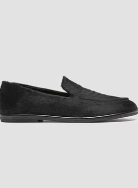 OFFICINE CREATIVE女士黑色马毛乐福鞋平底浅口单鞋 Mienne 101
